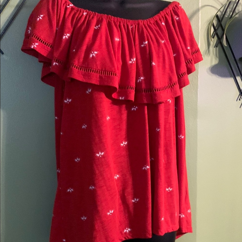 Red Off-Shoulder Women's Top